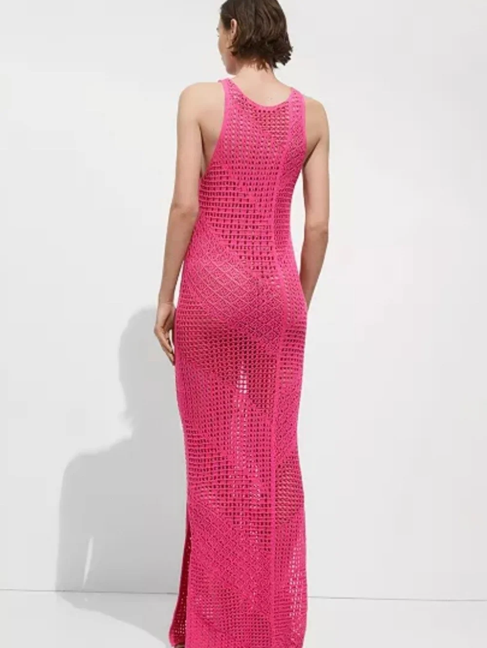 MANGO Pink Crochet Maxi Beach Cover-Up Dress - Women Swim NWT